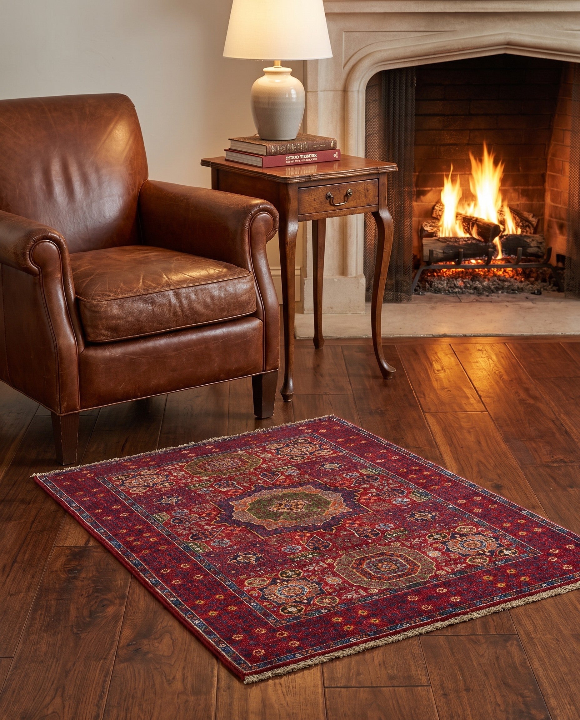 3' 4 x 4' 9 Hand Knotted Mamluk Ziegler Rug