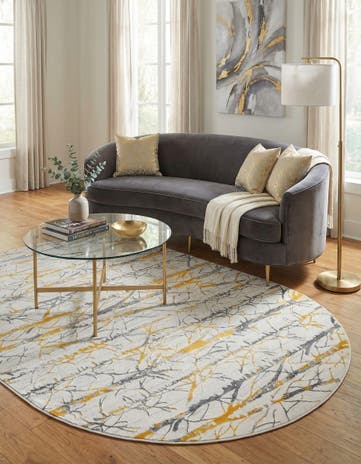 Yellow and Gray Finsbury Oval Rug