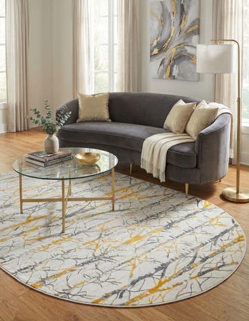Yellow and Gray Finsbury Oval Rug