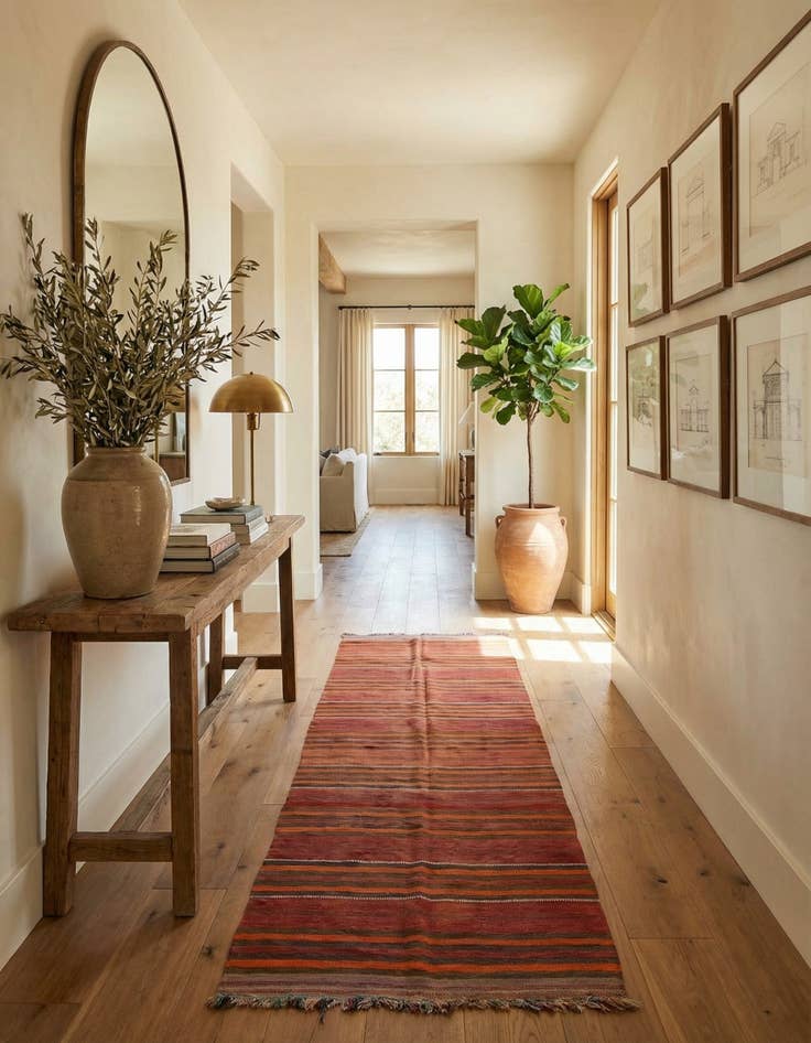 Detail image of 4' 1 x 12' 9  Hand Woven Kilim Modern Wool Runner Rug