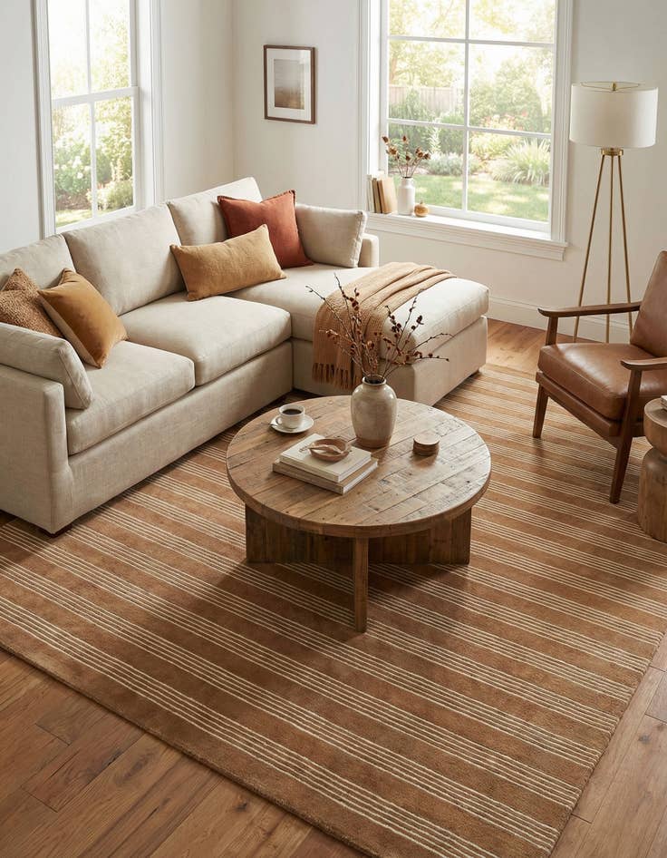 Detail image of 7' 10 x 7' 10 Jill Zarin Striped Wool Square Rug