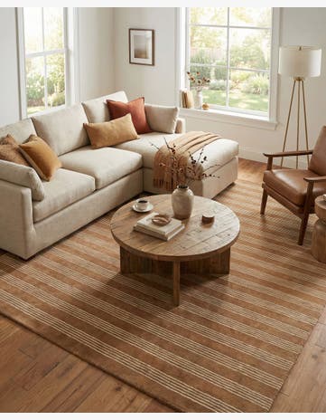 Latte Brown Jill Zarin Striped Wool Square Rug