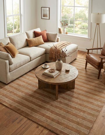 Latte Brown Jill Zarin Striped Wool Square Rug