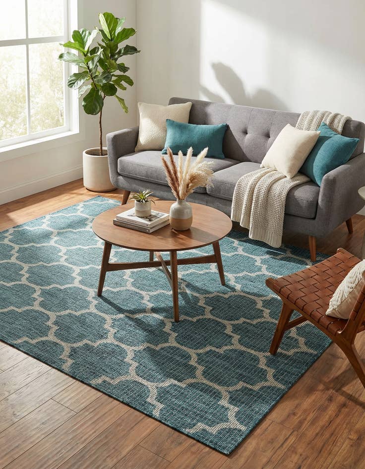 Detail image of 6' x 6'  Washable Trellis Indoor / Outdoor Square Rug