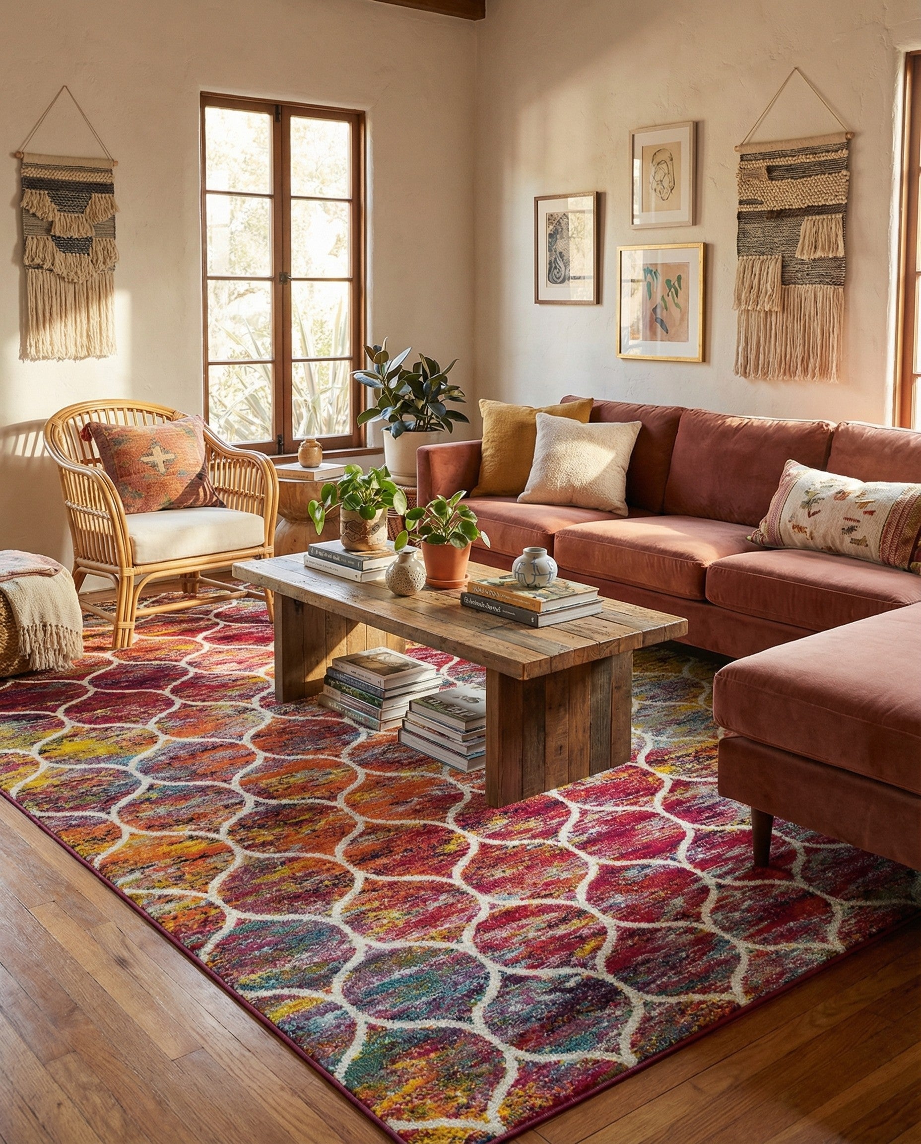  9' x 12' Lattice Frieze Rug