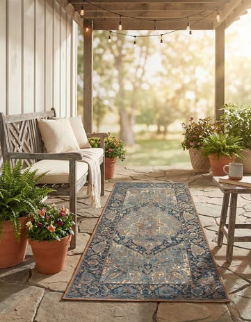2' 7 x 5' 3 Easy-Clean Traditional Indoor / Outdoor Runner Rug