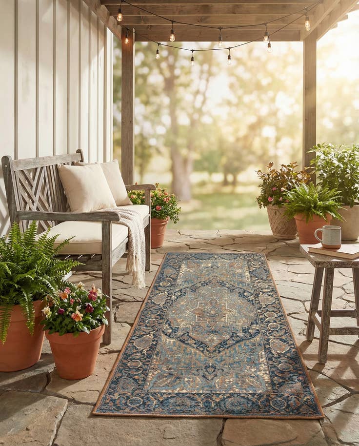 Detail image of 2' 7 x 5' 3 Easy-Clean Traditional Indoor / Outdoor Runner Rug