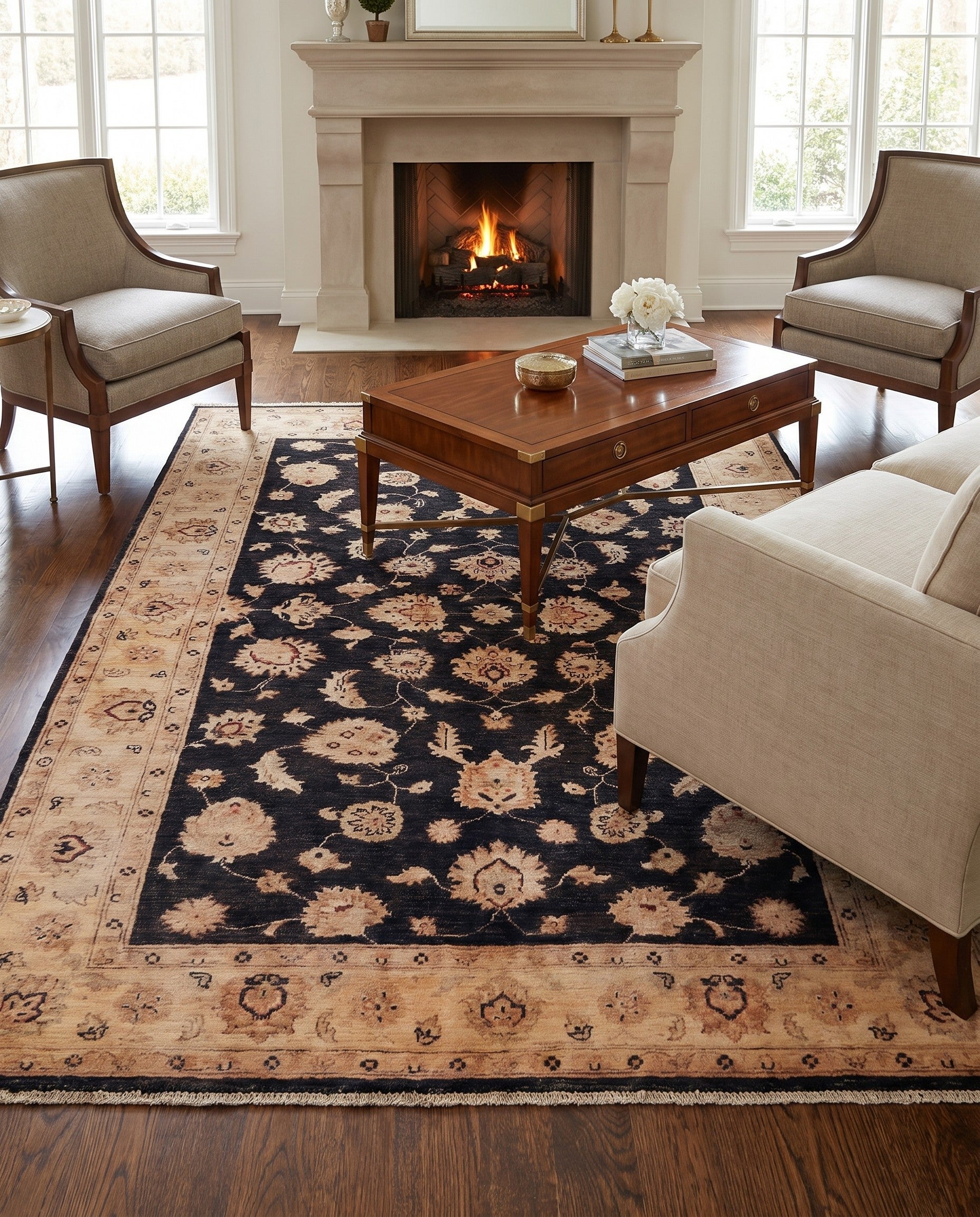 5' 7 x 8' Hand Knotted Ziegler Rug