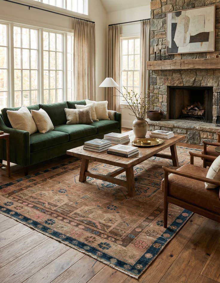 Detail image of 5' 2 x 8' 4 Hand Knotted Ultra Vintage Persian Wool Rug