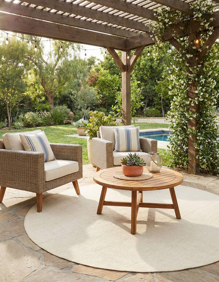 Detail image of 10' x 10' Easy-Clean Jill Zarin Palm Springs Indoor / Outdoor Round Rug