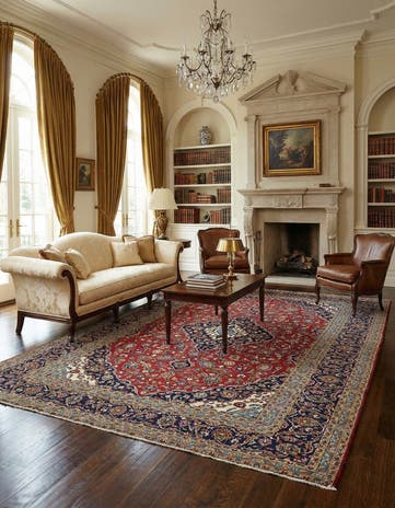 9' 6 x 13' 4 Hand Knotted Kashan Persian Wool Rug