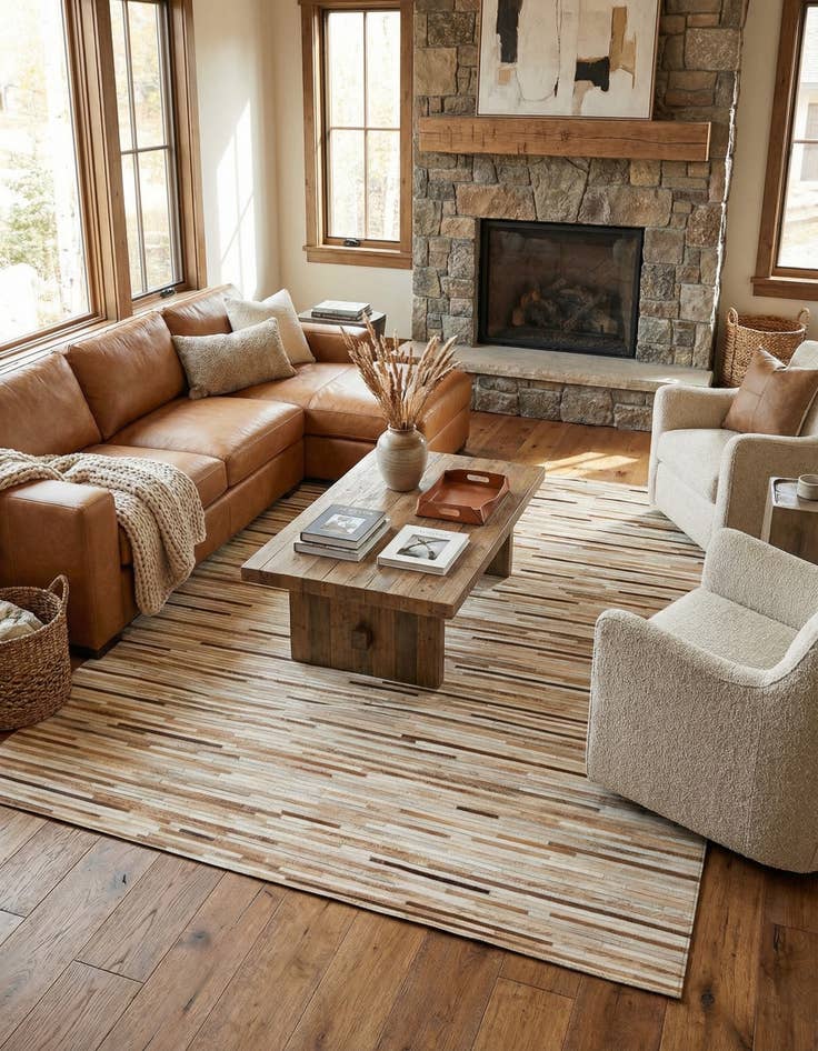 Detail image of 5' 1 x 7' 11 Cowhide Stocks Rug