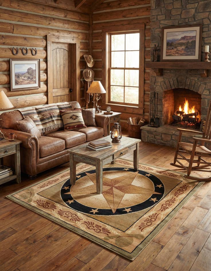 Detail image of  5' 3 x 5' 3 Pioneer Square Rug