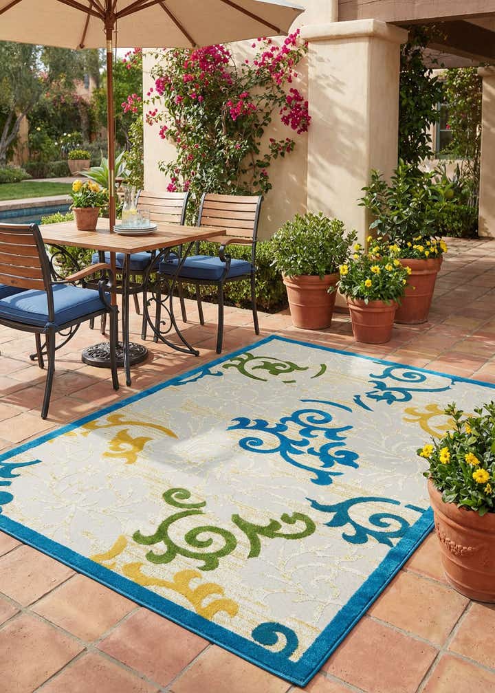 6' x 9' Easy-Clean Botanical Indoor / Outdoor Rug