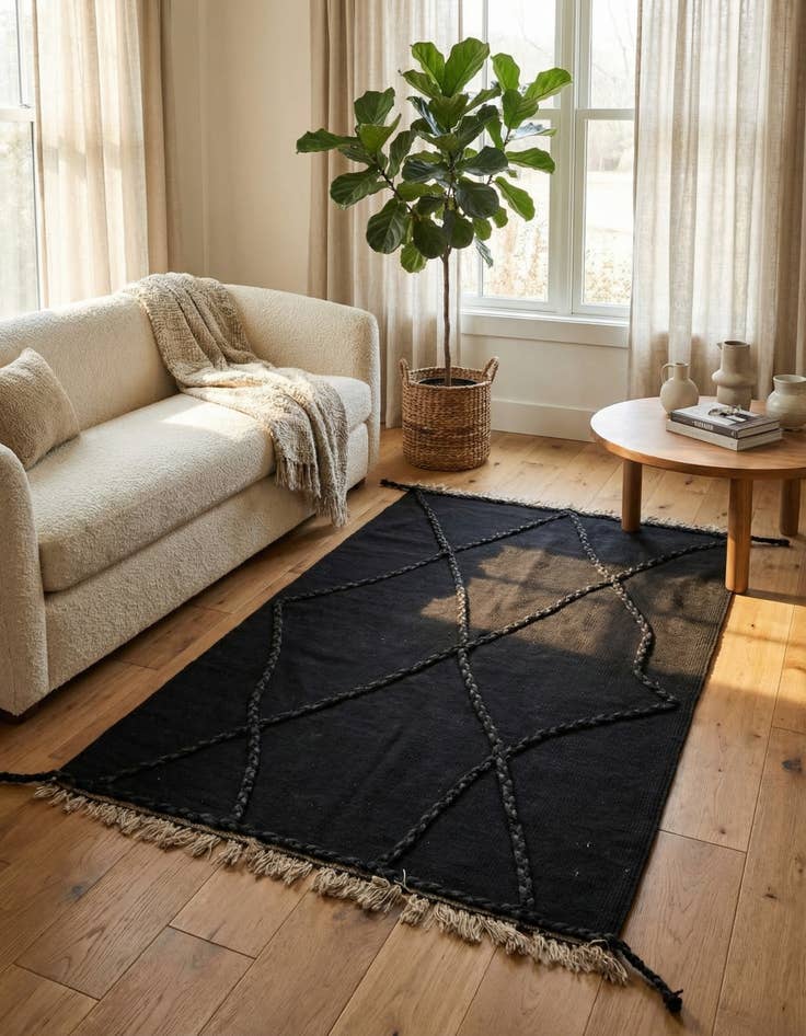 Detail image of 3' 5 x 5' 4 Hand Woven Kilim Modern Wool Rug