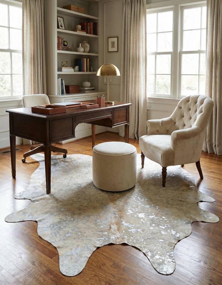 Detail image of 6' 2 x 6' 10 Cowhide Leather Square Rug