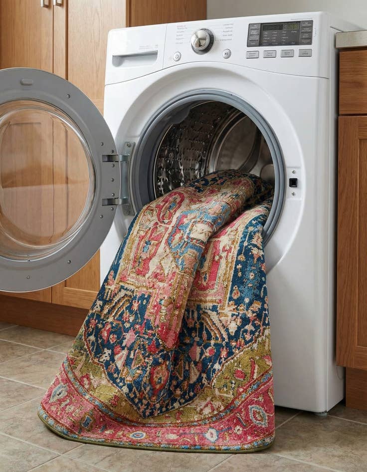 Detail image of  7' 10 x 7' 10  Washable Traditional Indoor / Outdoor Round Rug