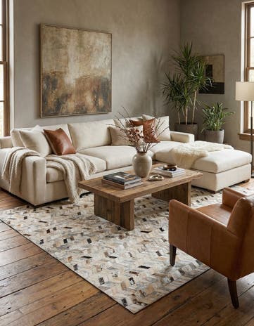 5' 4 x 7' 7 Cowhide Stocks Rug