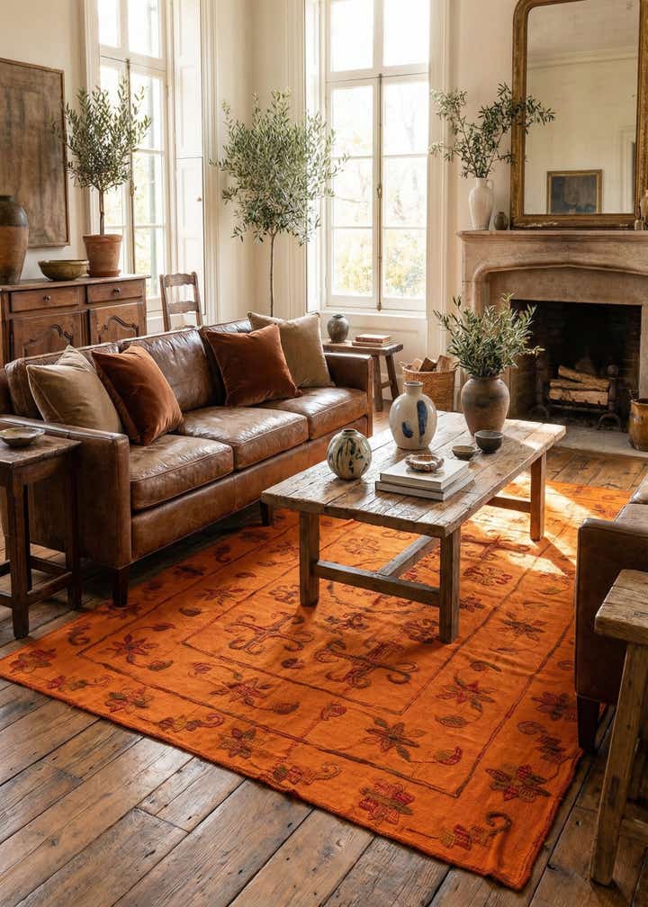 5' 9 x 7' 7 Hand Woven Kilim Suzani Wool Rug