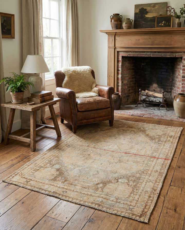 3' 6 x 4' 9 Hand Knotted Ultra Vintage Persian Wool Rug