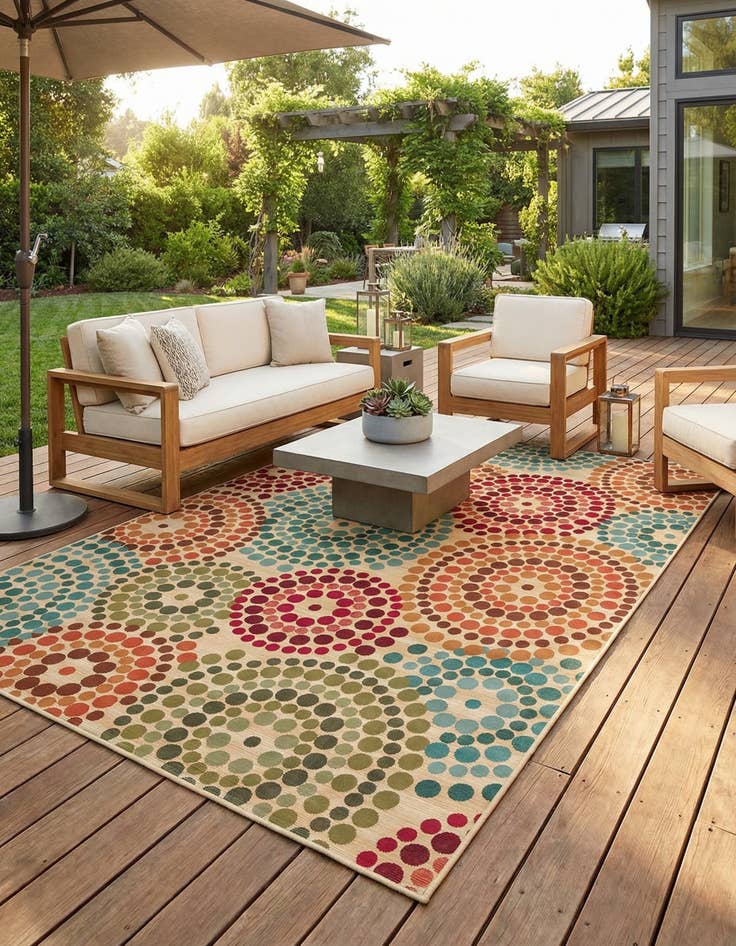 Detail image of 10' x 14'  Washable Modern Indoor / Outdoor Rug