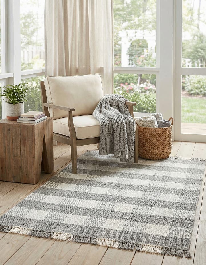 4' x 6' Easy-Clean Eco Plaid Washable Indo...