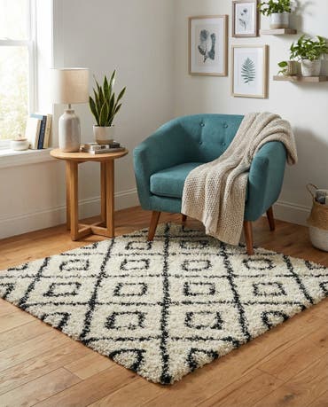  3' 3 x 3' 3 Lattice Shag Square Rug
