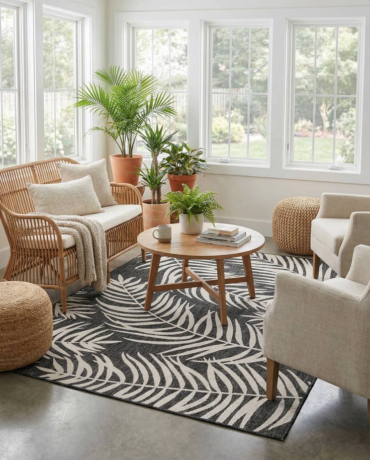 Detail image of 6' x 9' Easy-Clean Botanical Indoor / Outdoor Rug