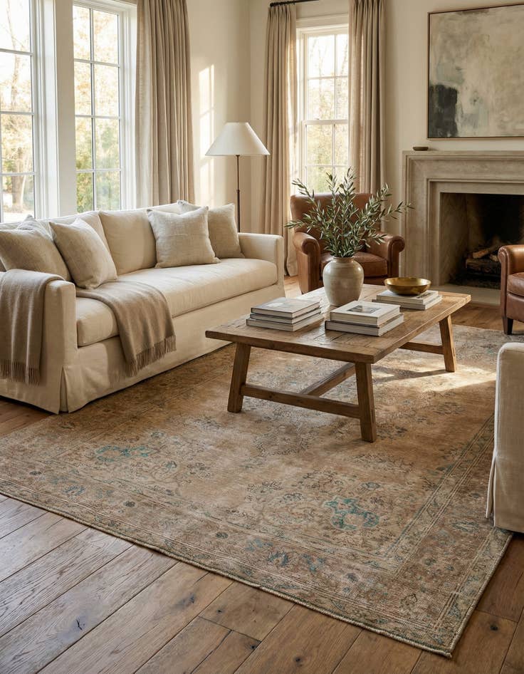 Detail image of 6' 4 x 9' 6  Hand Knotted Ultra Vintage Persian Wool Rug