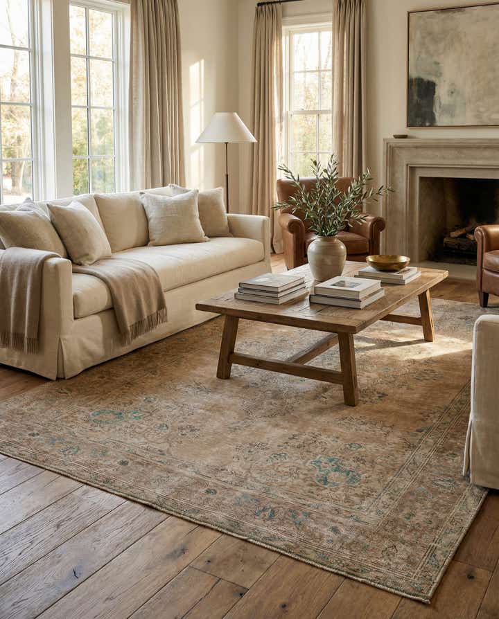 6' 4 x 9' 6 Hand Knotted Ultra Vintage Persian Wool Rug