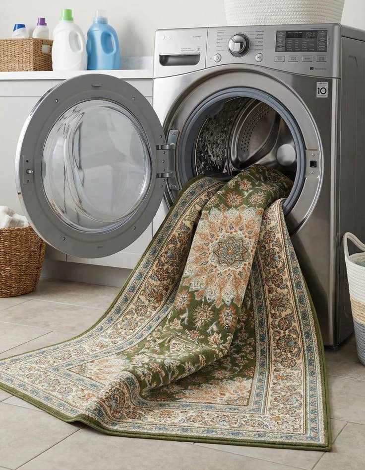 Detail image of 5' 3 x 8'  Washable Traditional Indoor / Outdoor Rug