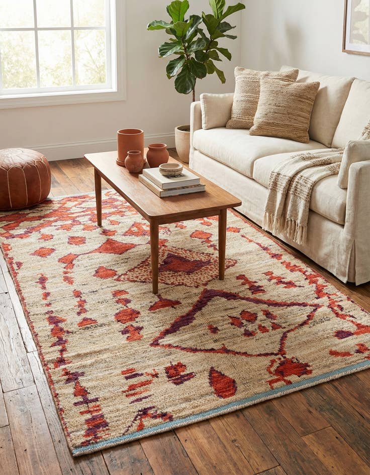 Detail image of 4' 10 x 7' 1  Hand Knotted Moroccan Wool Rug