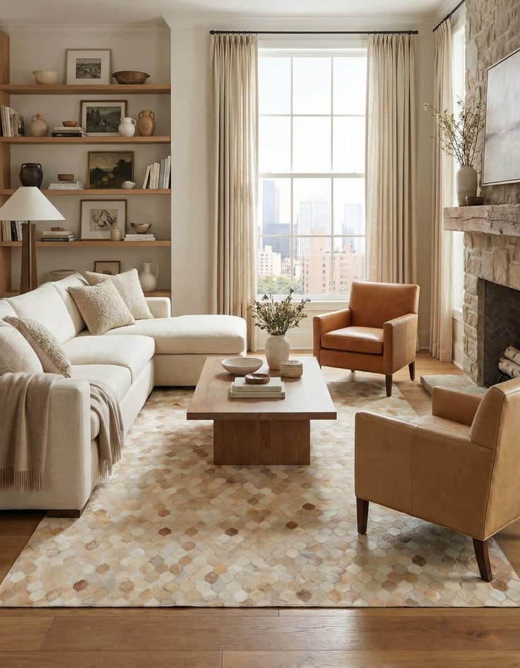 Detail image of 5' 7 x 8' Cowhide Stocks Rug