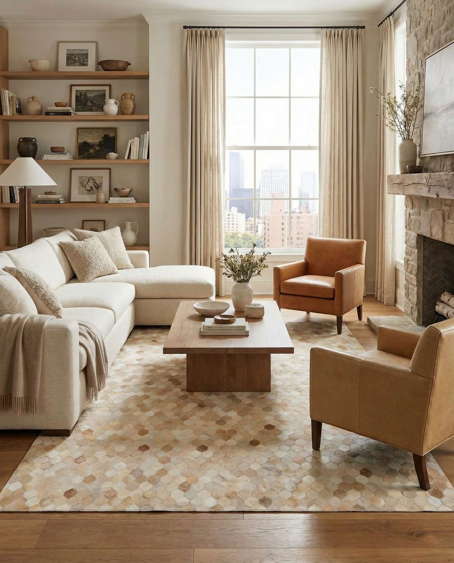 5' 7 x 8' Cowhide Stocks Rug