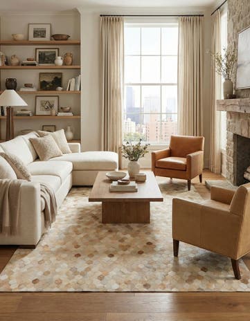 5' 7 x 8' Cowhide Stocks Rug