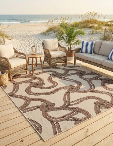 7' 10 x 7' 10 Easy-Clean Coastal Indoor / Outdoor Square Rug