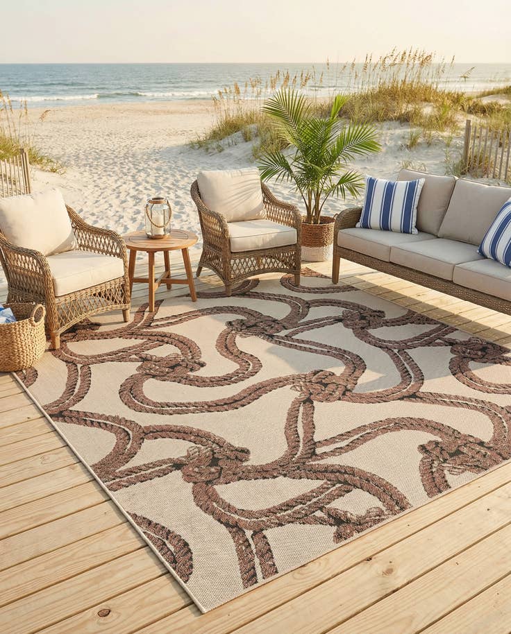 Detail image of 7' 10 x 7' 10 Easy-Clean Coastal Indoor / Outdoor Square Rug