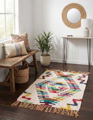 Hand Woven Chindi Trellis Rug
