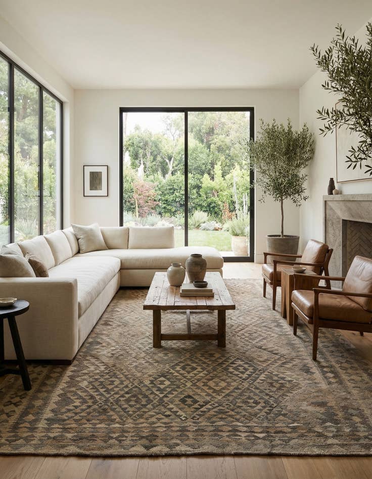 Detail image of 7' 3 x 10' 3  Hand Woven Kilim Maymana Wool Rug