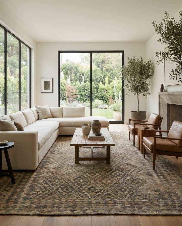 7' 3 x 10' 3 Hand Woven Kilim Maymana Wool Rug