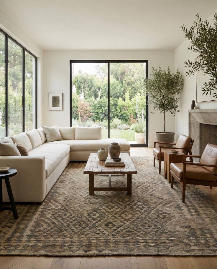 Detail image of 7' 3 x 10' 3 Hand Woven Kilim Maymana Wool Rug