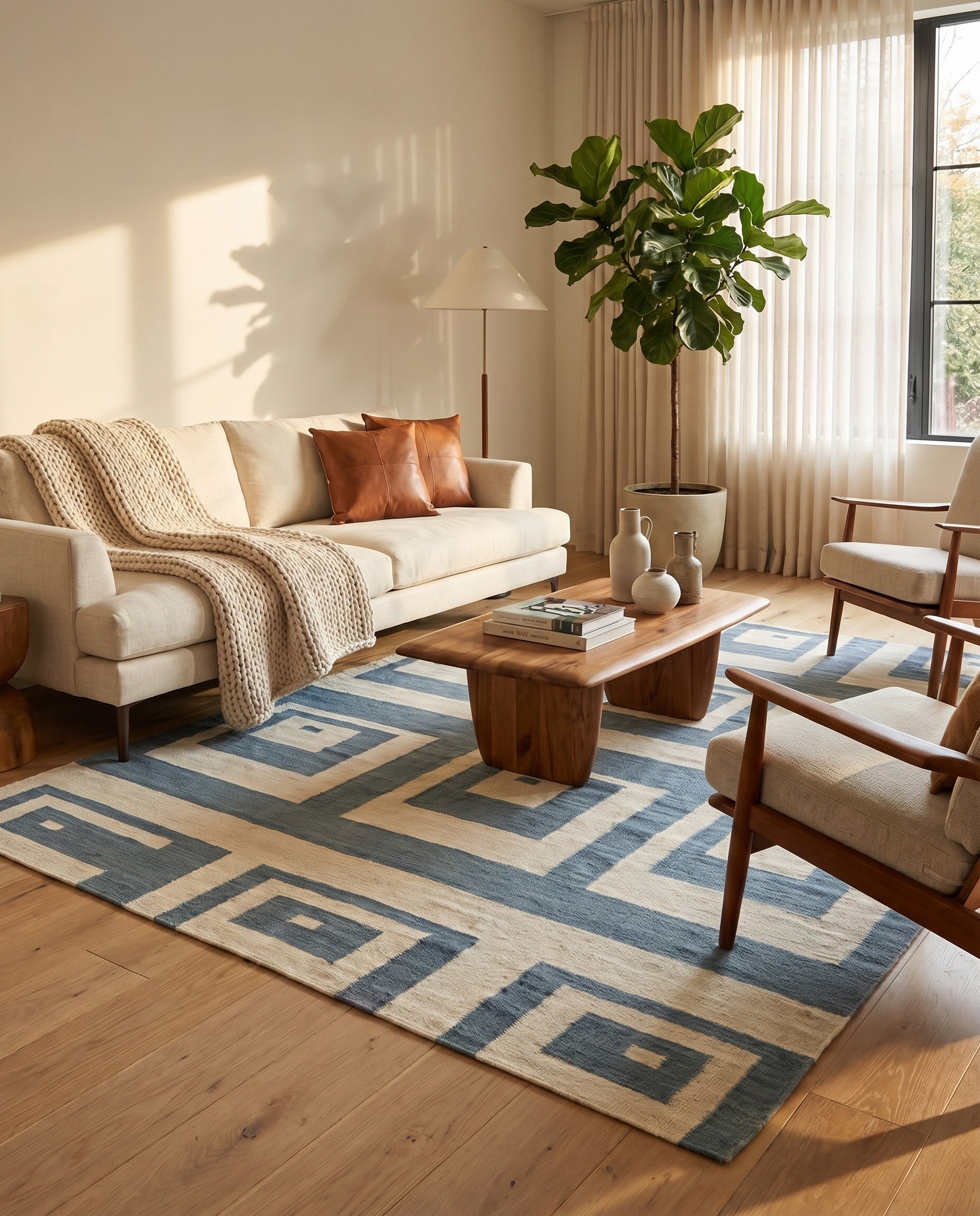 5' x 6' 6 Hand Woven Kilim Modern Wool Rug