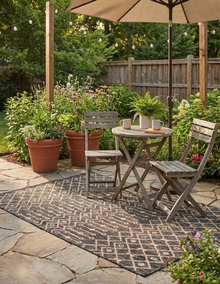 Detail image of 4' x 6'  Washable Trellis Indoor / Outdoor Rug