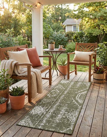 2' x 6' Easy-Clean Bohemian Indoor / Outdoor Runner Rug