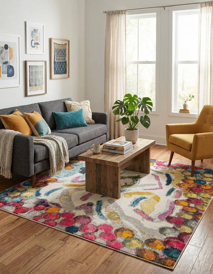 Detail image of  7' 10 x 7' 10  Washable Vivid Square Rug