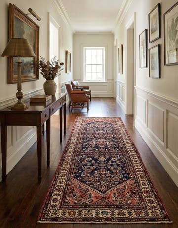 3' 6 x 10' 4 Hand Knotted Hossainabad Persian Wool Runner Rug