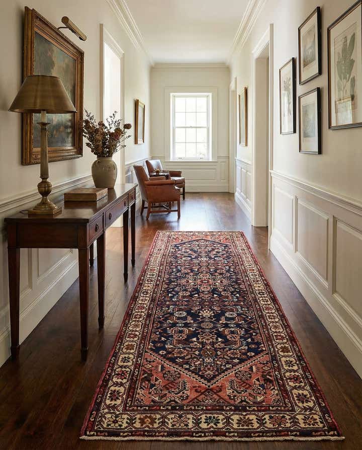 3' 6 x 10' 4 Hand Knotted Hossainabad Persian Wool Runner Rug