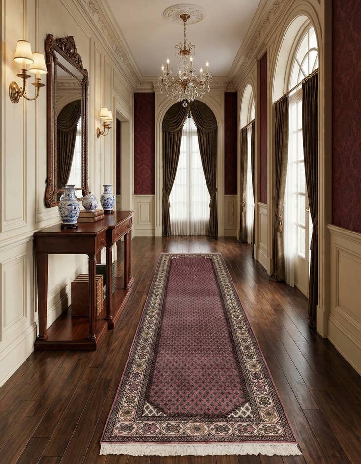 Detail image of 2' 7 x 10'  Hand Knotted Mir Wool Runner Rug