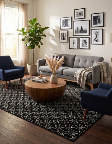 Black and Silver Vogue Geo Rug