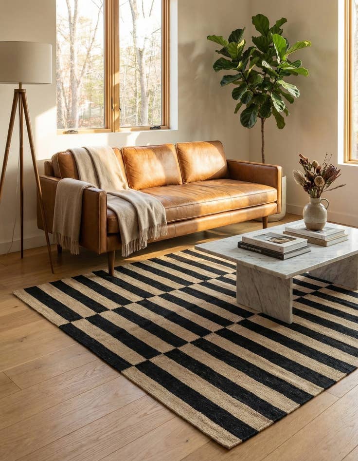 Detail image of 4' 3 x 6'  Hand Woven Kilim Modern Wool Rug